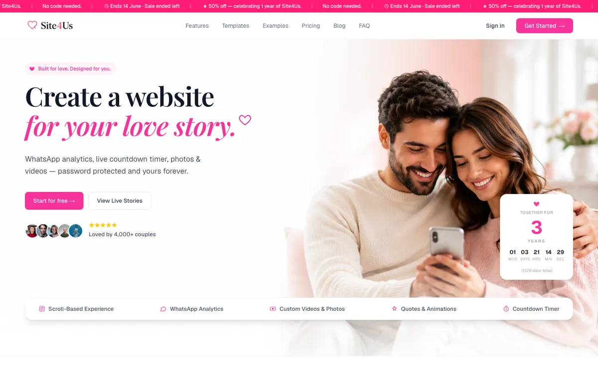 Screenshot of the Site4Us website