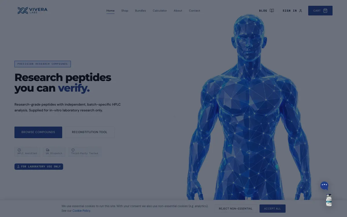 Screenshot of the Vivera Labs website